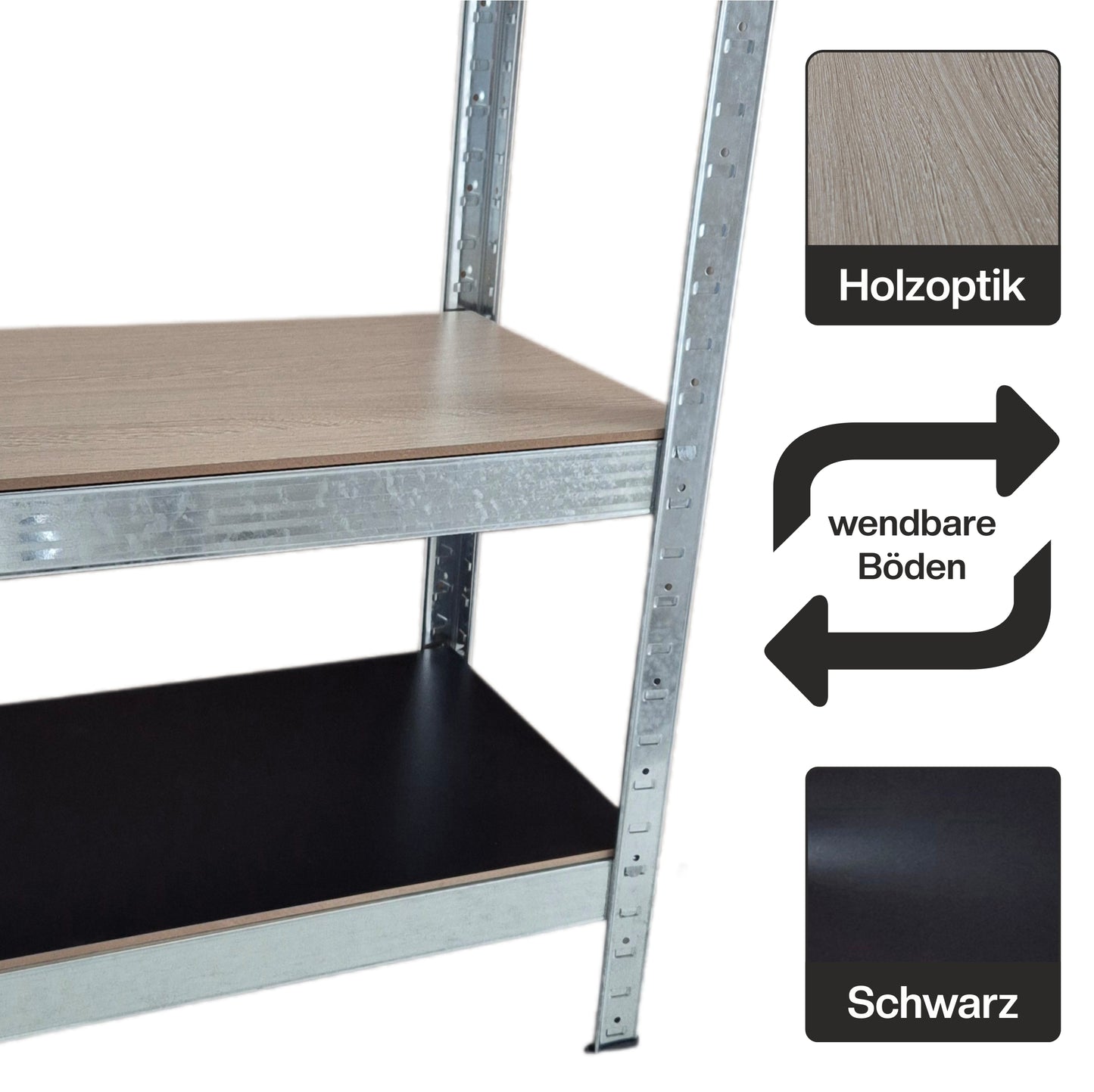 ProLiving Schwerlastregal | bis 875kg Belastung | schwarz & verzinkt | verschiedene Größen