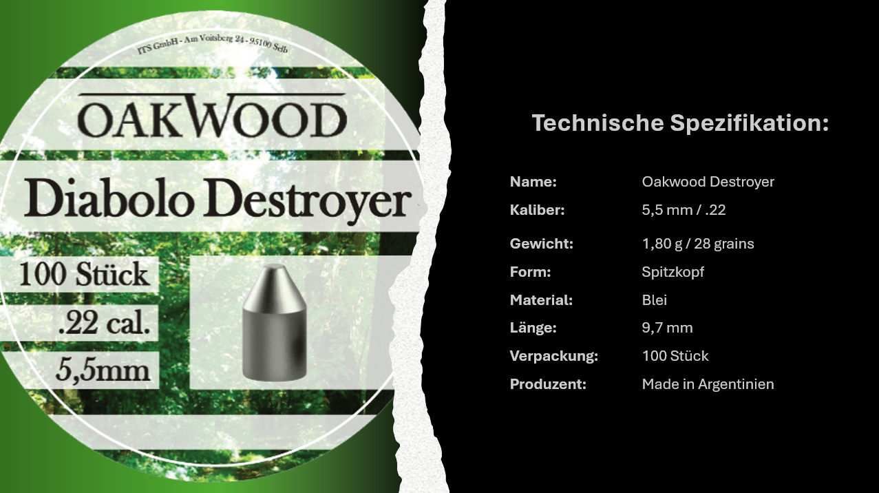 OAKWOOD Diabolos Premium | Kaliber 4,5mm & 5,5mm