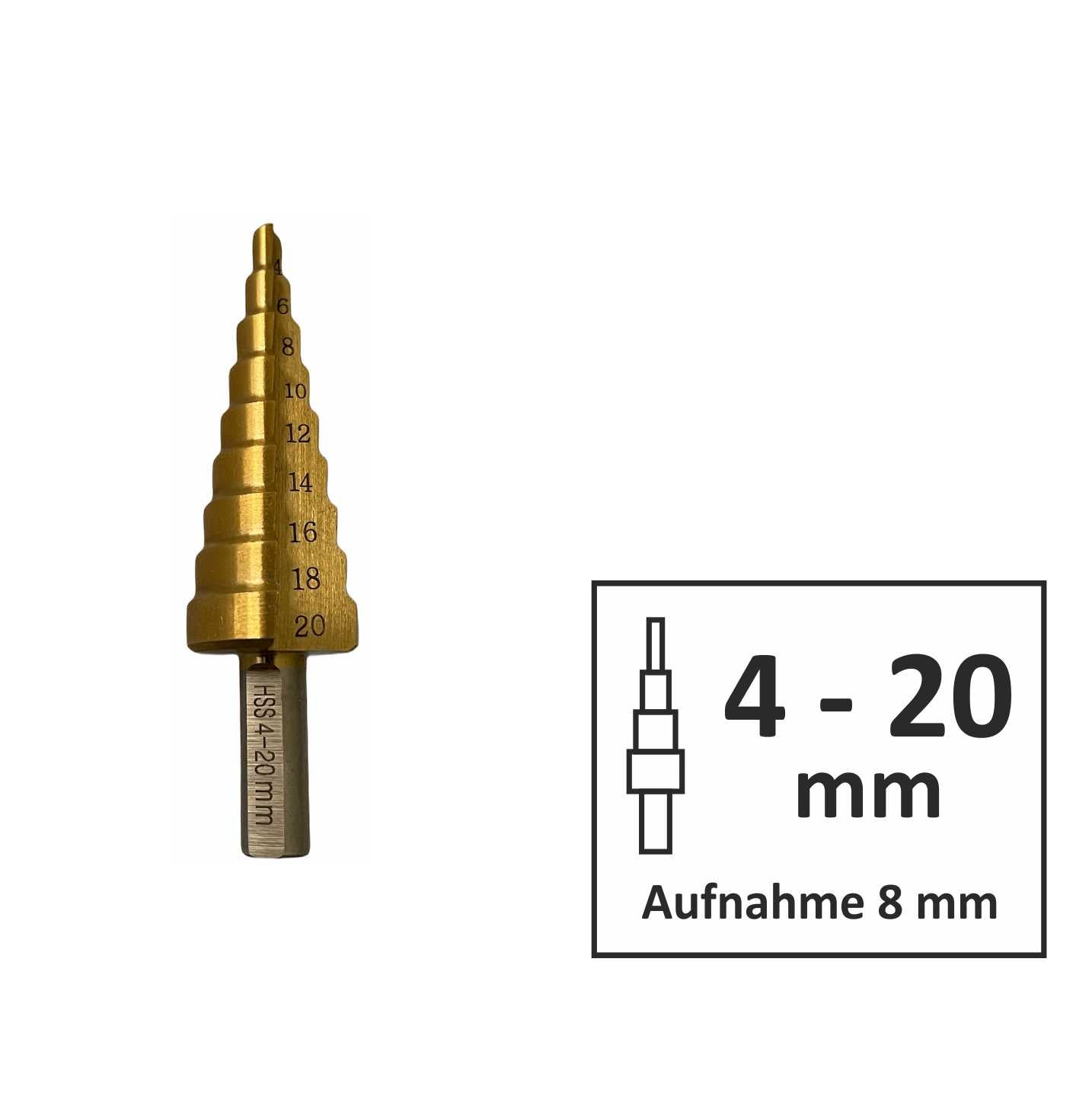 HSS Stufenbohrer Set 3-tlg. Schälbohrer Titanbeschichtet TIN︱4-12mm︱4-20mm︱4-32mm
