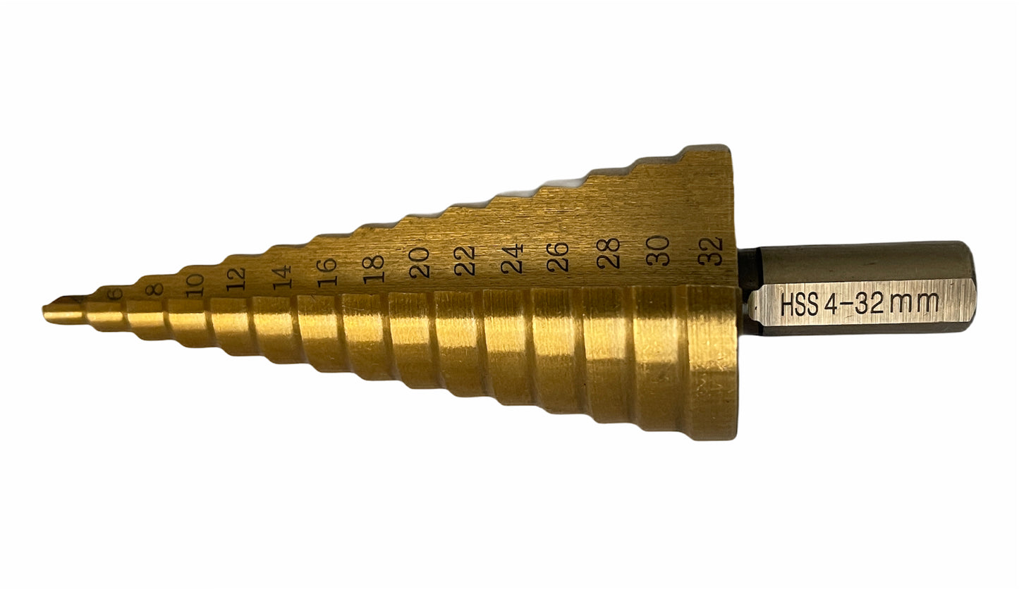 HSS Stufenbohrer Set 3-tlg. Schälbohrer Titanbeschichtet TIN︱4-12mm︱4-20mm︱4-32mm