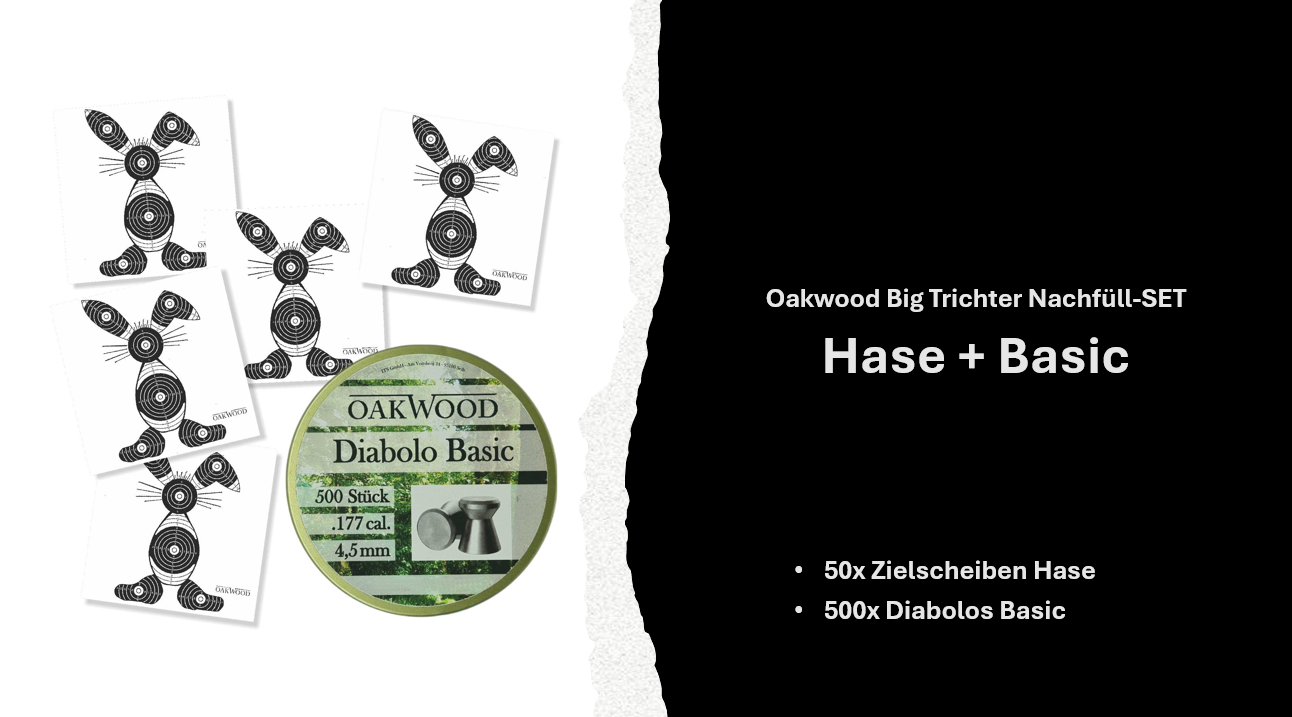Luftgewehr BIG Set | 500 Diabolos + 50 Zielscheiben 17x17 | opt. mit Kugelfang