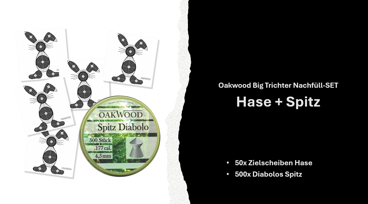Luftgewehr BIG Set | 500 Diabolos + 50 Zielscheiben 17x17 | opt. mit Kugelfang