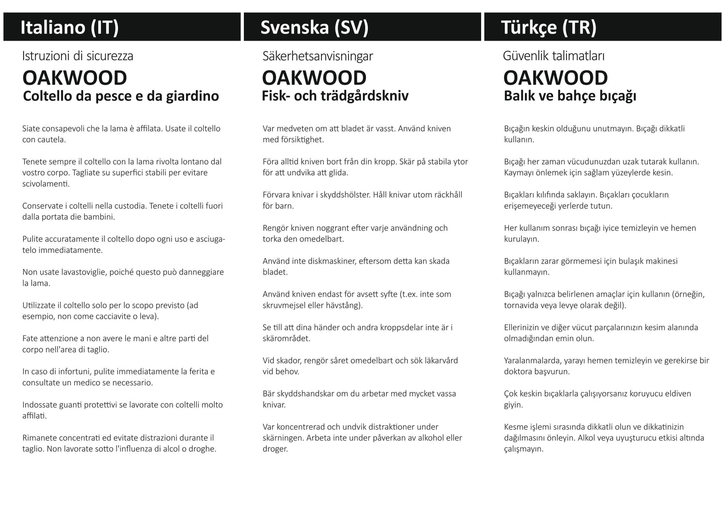 OAKWOOD Fisch und Gartenmesser
