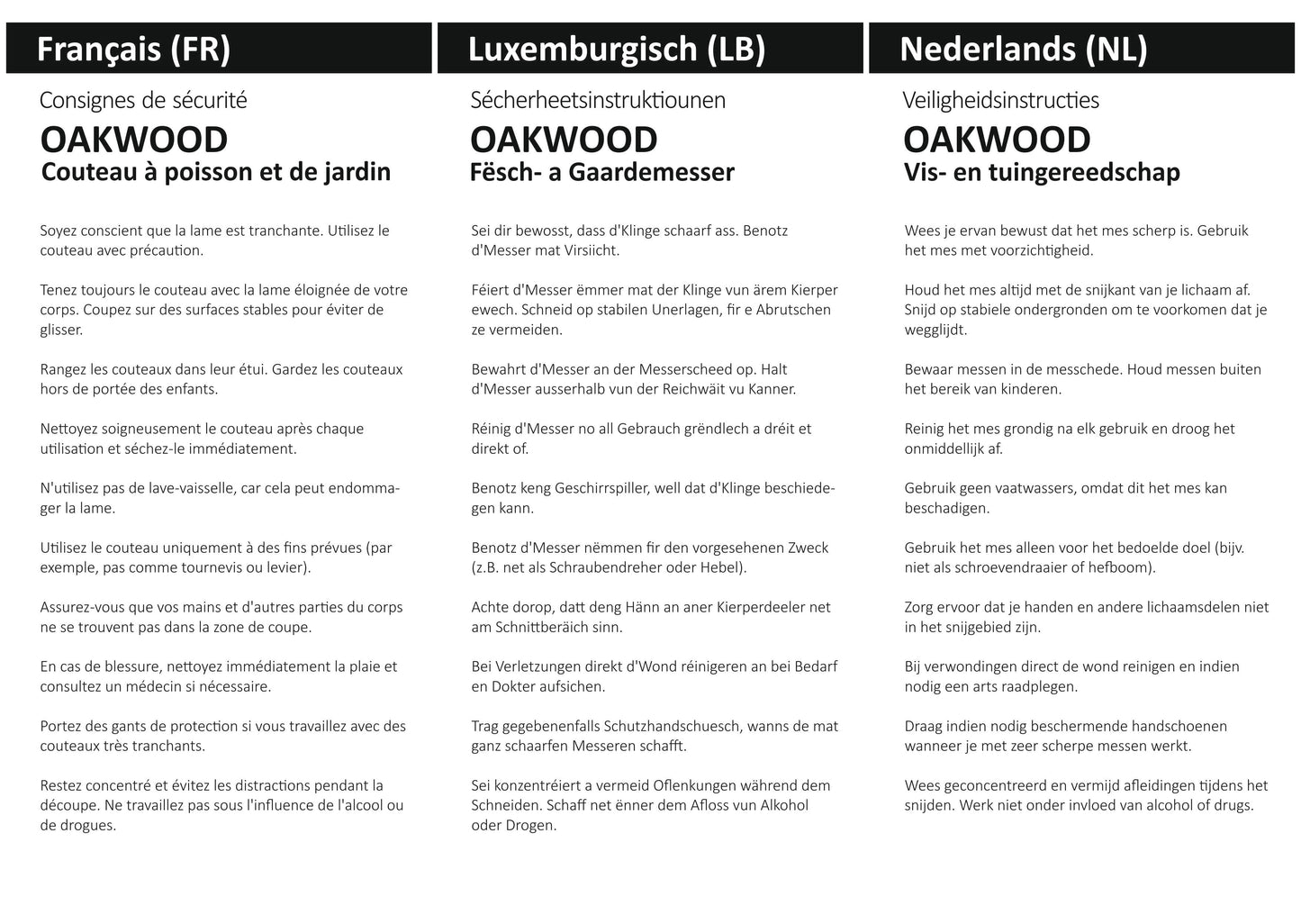 OAKWOOD Fisch und Gartenmesser