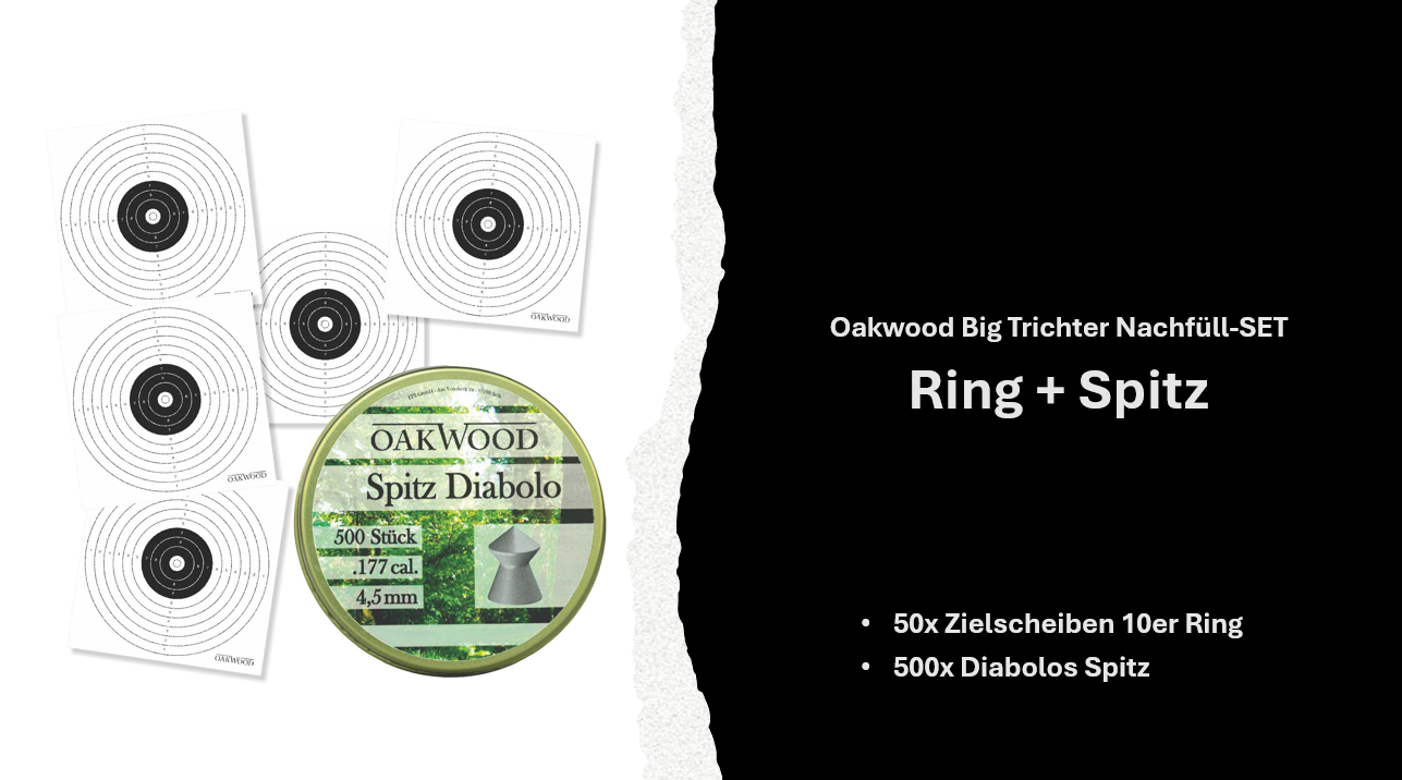 Luftgewehr BIG Set | 500 Diabolos + 50 Zielscheiben 17x17 | opt. mit Kugelfang