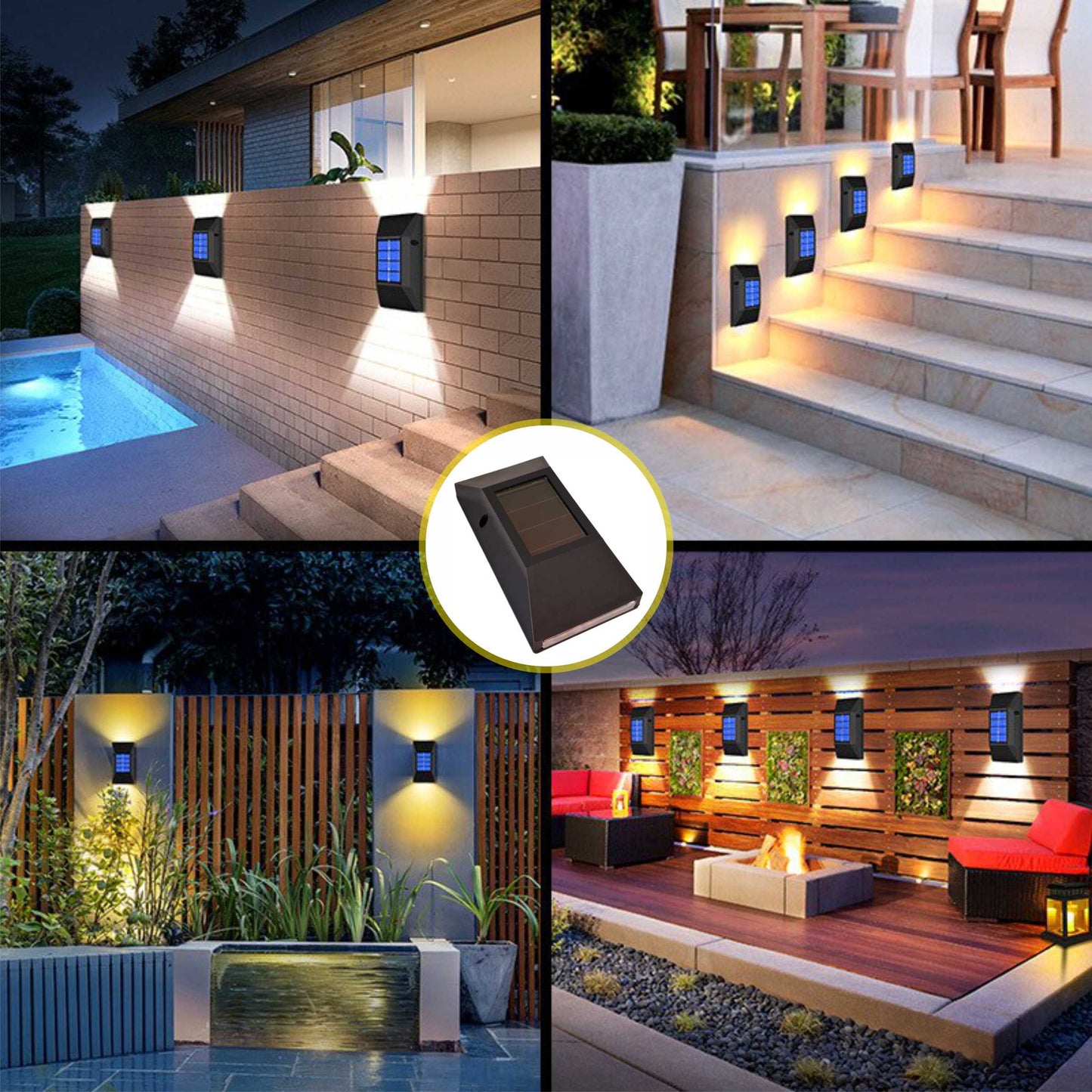 LED 2er-Set Solar Wandleuchten ProLiving | für Innen & Außen | Garten Balkon Inneräume
