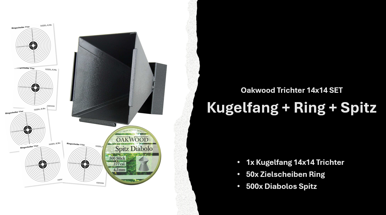 50 Zielscheiben + 500 Diabolos 4,5mm nach Wahl mit Kugelfang Trichter 14x14 SET