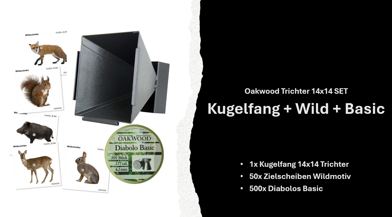 50 Zielscheiben + 500 Diabolos 4,5mm nach Wahl mit Kugelfang Trichter 14x14 SET