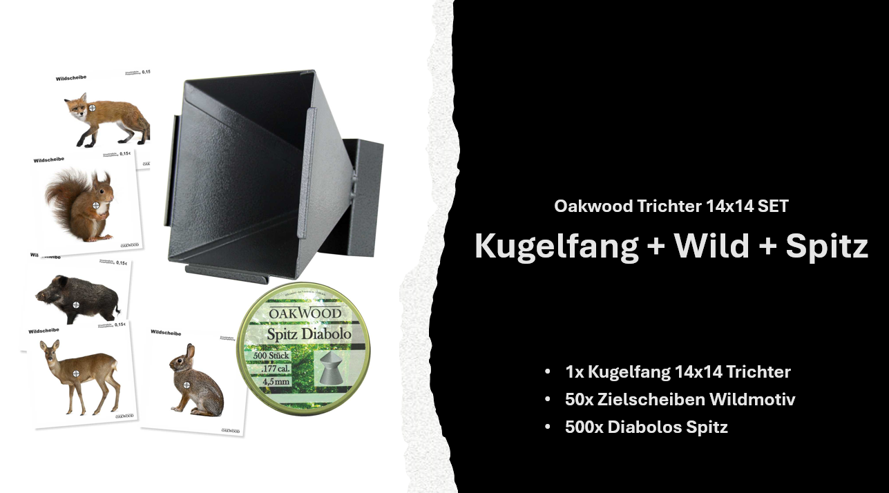 50 Zielscheiben + 500 Diabolos 4,5mm nach Wahl mit Kugelfang Trichter 14x14 SET