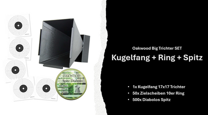 Luftgewehr BIG Set | 500 Diabolos + 50 Zielscheiben 17x17 | opt. mit Kugelfang