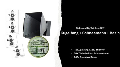 Luftgewehr BIG Set | 500 Diabolos + 50 Zielscheiben 17x17 | opt. mit Kugelfang