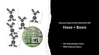 Luftgewehr BIG Set | 500 Diabolos + 50 Zielscheiben 17x17 | opt. mit Kugelfang