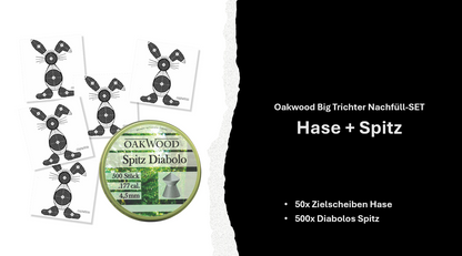 Luftgewehr BIG Set | 500 Diabolos + 50 Zielscheiben 17x17 | opt. mit Kugelfang