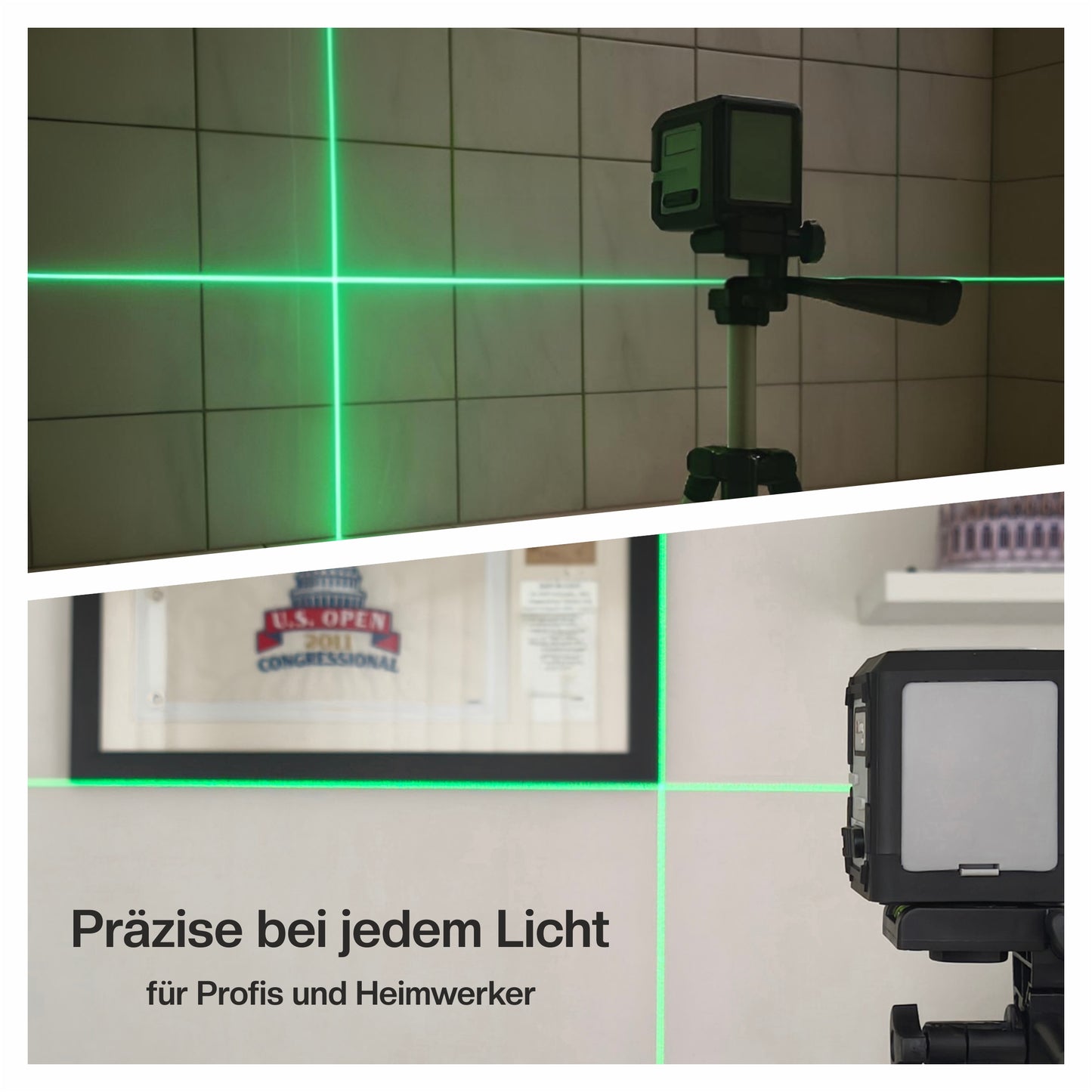 ProLiving Kreuzlinienlaser mit Stativ | Grün | Selbstnivellierend | 30 m