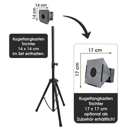 OAKWOOD Kugelfangkasten für Luftgewehr Luftpistole Softair | Größen 14x14 & 17x17 | Pendelkasten Flach, Trichter, 2in1, Verschiedene Motivziele | Auffangkasten