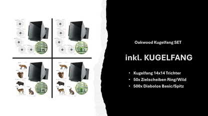 50 Zielscheiben + 500 Diabolos 4,5mm nach Wahl mit Kugelfang Trichter 14x14 SET