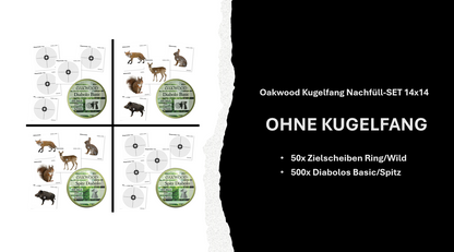 50 Zielscheiben + 500 Diabolos 4,5mm nach Wahl mit Kugelfang Trichter 14x14 SET