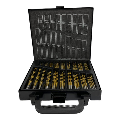 HSS Bohrer Set 90-tlg. | 1-10,2 mm in Industriequalität | aus Metall im Alu-Koffer | titanbeschichtet