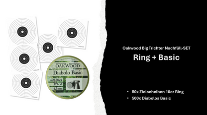 Luftgewehr BIG Set | 500 Diabolos + 50 Zielscheiben 17x17 | opt. mit Kugelfang