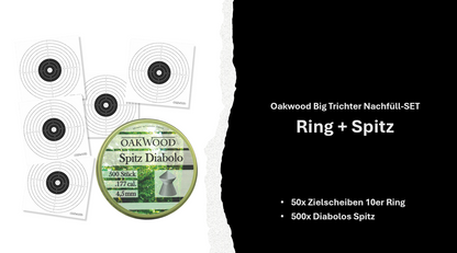 Luftgewehr BIG Set | 500 Diabolos + 50 Zielscheiben 17x17 | opt. mit Kugelfang
