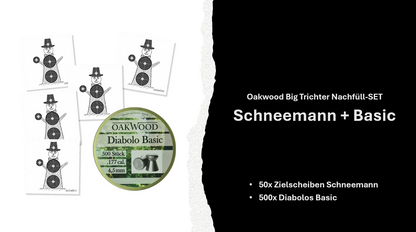 Luftgewehr BIG Set | 500 Diabolos + 50 Zielscheiben 17x17 | opt. mit Kugelfang