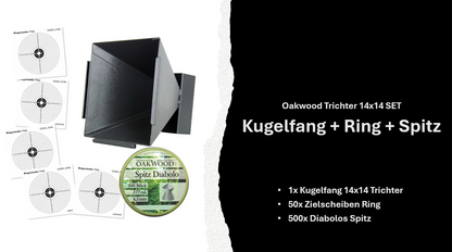 50 Zielscheiben + 500 Diabolos 4,5mm nach Wahl mit Kugelfang Trichter 14x14 SET