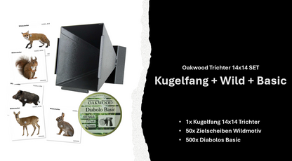 50 Zielscheiben + 500 Diabolos 4,5mm nach Wahl mit Kugelfang Trichter 14x14 SET