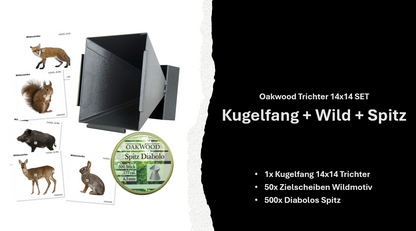 50 Zielscheiben + 500 Diabolos 4,5mm nach Wahl mit Kugelfang Trichter 14x14 SET