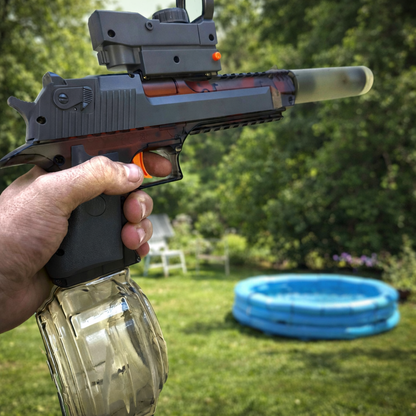 OAKWOOD FunGun Wasserpistole Elektrisch - Automatisch, Transparent, Lichteffekt