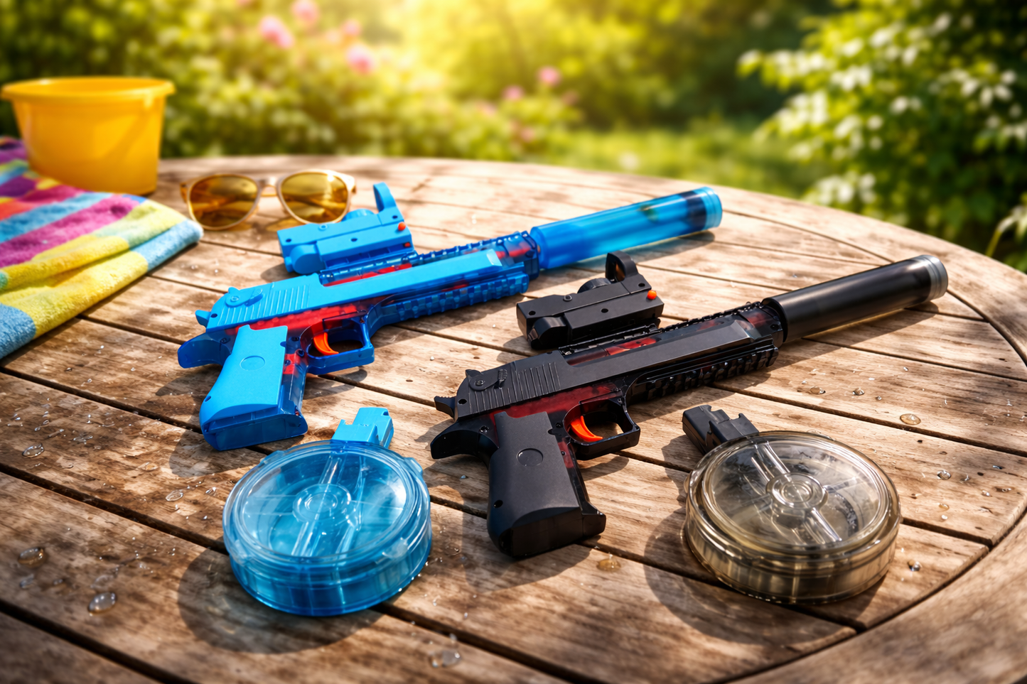 OAKWOOD FunGun Wasserpistole Elektrisch - Automatisch, Transparent, Lichteffekt