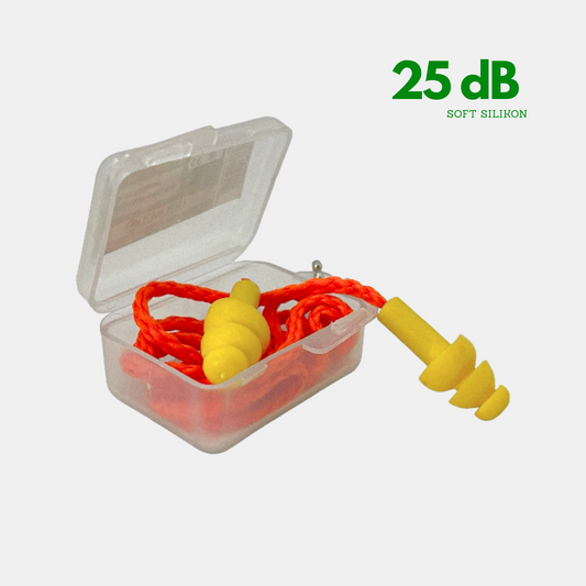Gehörschutzstöpsel Gehörschutz Ohrstöpsel 25dB soft Silikon m. Schnur & Behälter