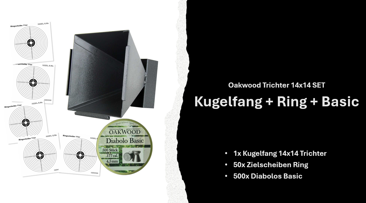 50 Zielscheiben + 500 Diabolos 4,5mm nach Wahl mit Kugelfang Trichter 14x14 SET